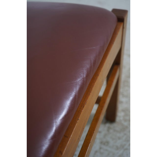 Set of 6 Mission Style Leather Seat Dining Chairs For Sale - Image 16 of 18