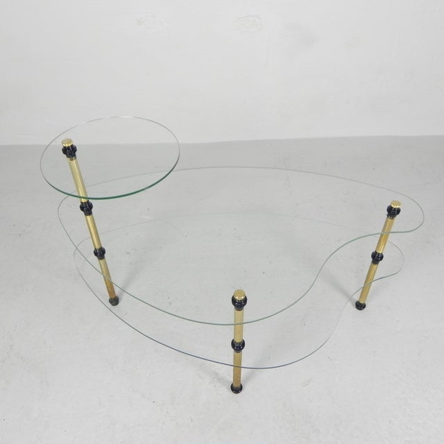 Black Kidney Shaped Etagere with Three Glass Plates, 1950s For Sale - Image 8 of 15