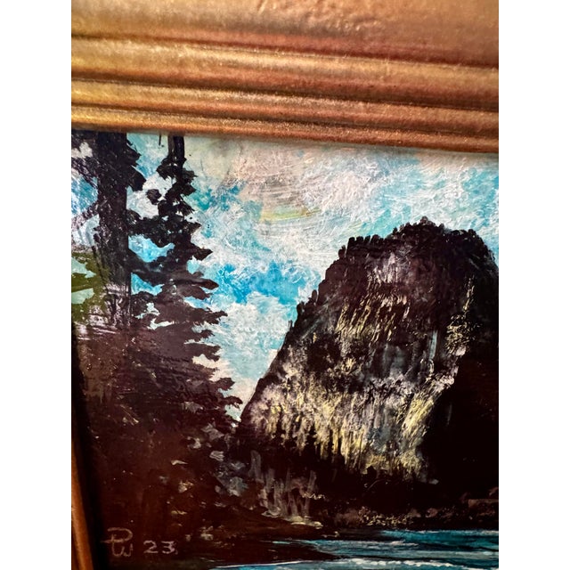 Transitional Original Oregon Coast Seascape Painting in Gilt Frame, Coastal Beach House Art For Sale - Image 3 of 9