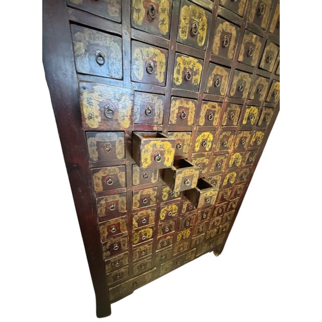 Late 19th Century Monumental Vintage Chinese Apothecary Cabinet With Brass Hardware (74” H) - 80 Drawers For Sale - Image 5 of 12