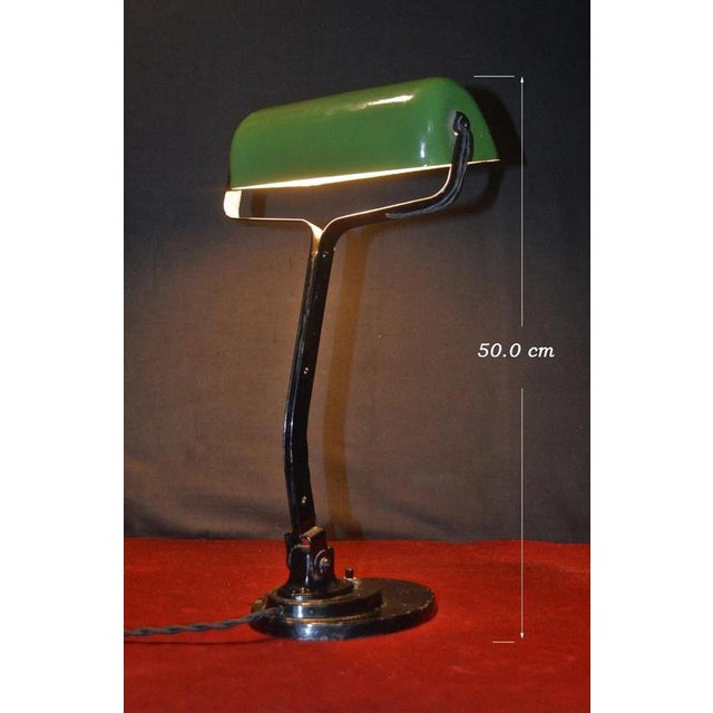 Belgian Art Deco Green Enamel Adjustable Desk Lamp from Sevadac, 1920s For Sale - Image 14 of 17