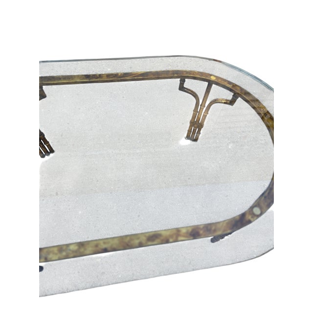 Vintage Metal Faux Bamboo Italian Regency Coffee Table Gold Gilt Maison Style For Sale - Image 13 of 18
