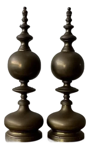 Pair of Monumental Maitland-Smith Patinated Brass Decorative Finials