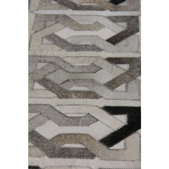 Animal Skin Montgomery Ivory/Silver/Gray/Multi Patchwork Leather Area Rug - 11'6"x14'6" For Sale - Image 7 of 8