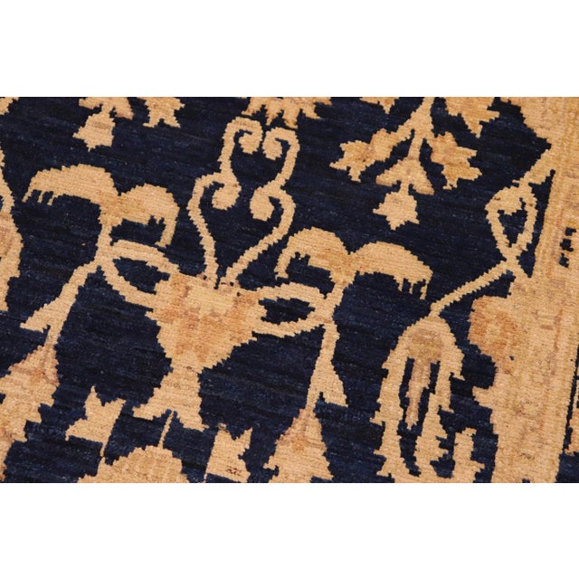 Boho Chic Ziegler Blue Tan Hand-Knotted Wool Rug - 8'2'' X 10'2'' For Sale In New York - Image 6 of 8