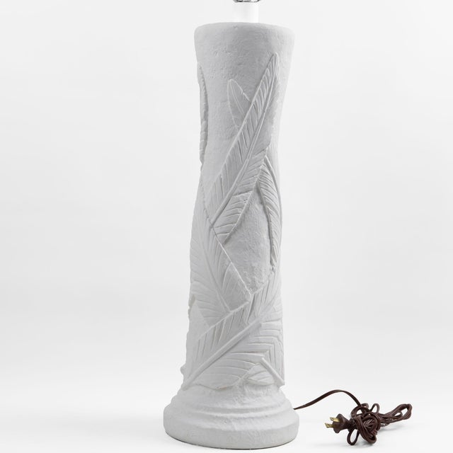 White Vintage Banana Leaf Plaster Table Lamp Base by Sunset Lamps For Sale - Image 8 of 12