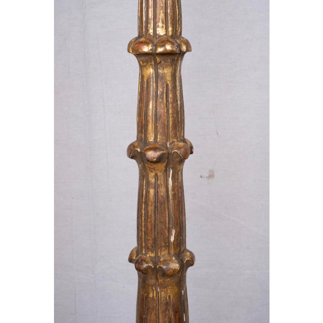 Wood Late 20th Century Carved Wood and Gilded Floor Lamps - a Pair For Sale - Image 7 of 9
