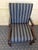 Navy Blue Pair of Kittinger Mahogany Carved Library Armchairs in Ralph Lauren Pinstripe Silk For Sale - Image 8 of 12