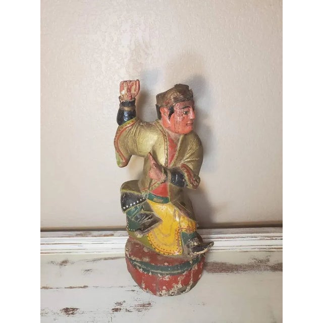 Antique Chinese Hand Carved Temple Figure For Sale - Image 4 of 11