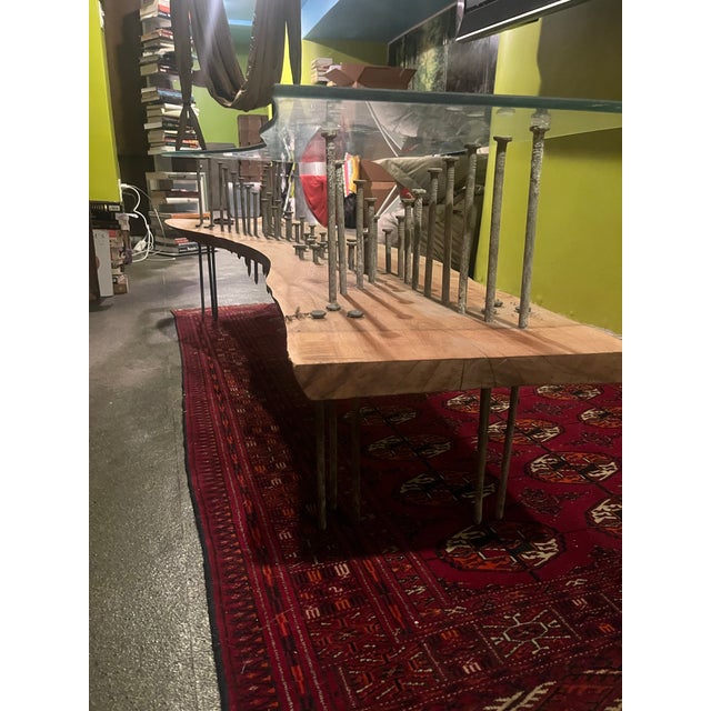 Custom Modern Coffee Table - Hudson River, Black Locust, Railroad Spike For Sale In New York - Image 6 of 8