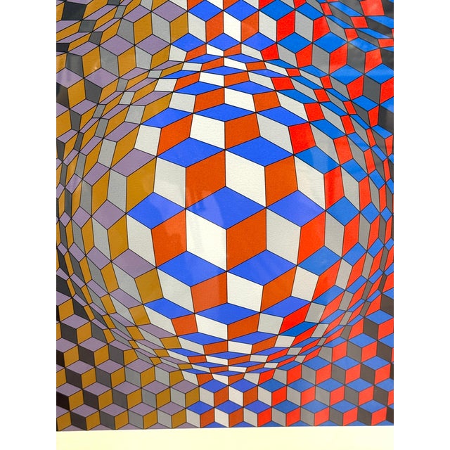 Victor Vasarely Silkscreen Nebulus Signed Beautifully Framed Circa 1980 For Sale - Image 12 of 13