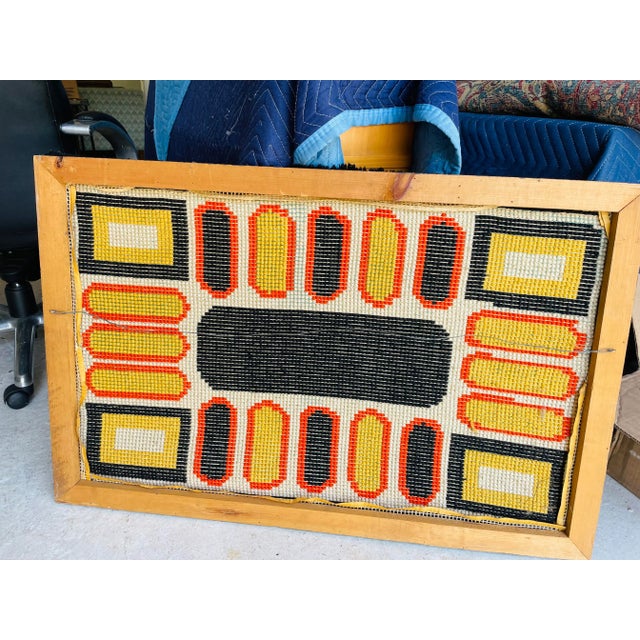 Midcentury Geometric Handmade Latch Hook Wall Art For Sale - Image 4 of 7