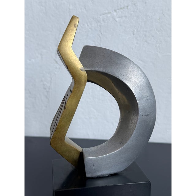 Abrstract Bronze and Aluminum Sculpture Signed Palermo, Brazil 1990s For Sale - Image 13 of 13