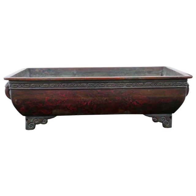 Large Bronze Suiban Ikebana Garden Plant Pot, 1880s For Sale