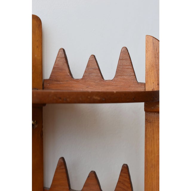 Wood Vintage Sawtooth Edge Tiered Corner Shelf, Circa 1950s-60s For Sale - Image 7 of 14