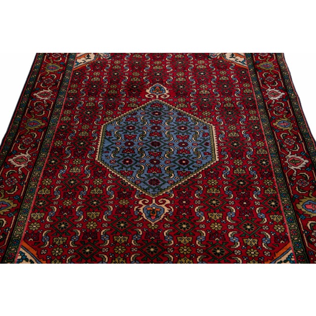 Vintage Handmade Persian Red Medallion Wool Rug 4'1" X 6'7" For Sale - Image 9 of 11