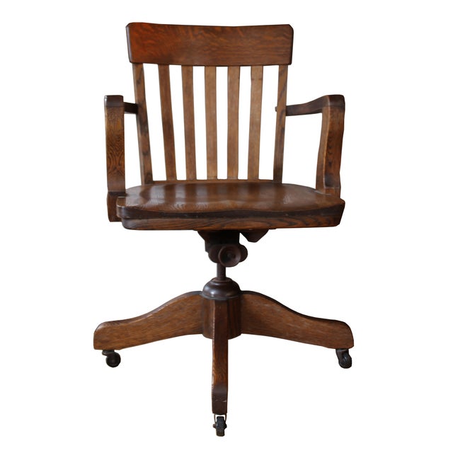 Reclining Swivel Oak Desk Chair Chairish