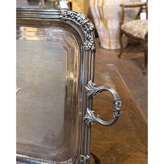 19th Century French Louis XVI Silvered Bronze Serving Tray For Sale In Dallas - Image 6 of 8
