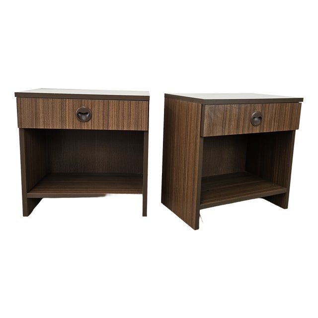 Linear and Compact Bedside Tables, 1960, Set of 2 For Sale
