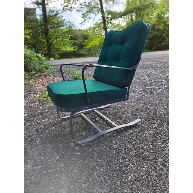 Mid-Century Modern Vintage Wrought Iron Outdoor Patio Chair For Sale - Image 3 of 12