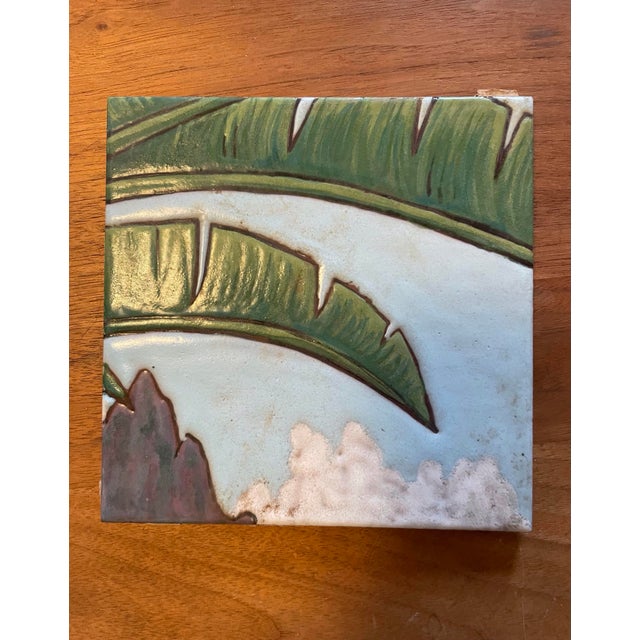 Mid-Century Modern Mid Century Tropical Design Tiles Made in Italy Set of Four For Sale - Image 3 of 6