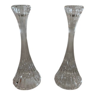 Pair of Vintage Mikasa Park Lane Crystal Candle Holders For Sale