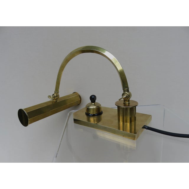 Vintage Art Deco Polished Brass Piano Light For Sale - Image 4 of 18