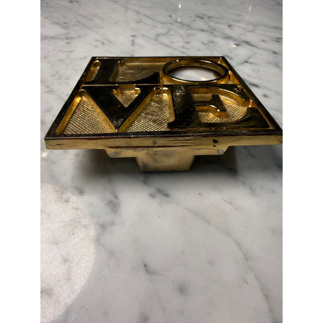 Mid-Century Modern Vintage Brass Love Sculpture — Indiana Style For Sale - Image 3 of 5