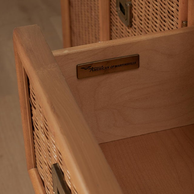 Vintage Faux Bamboo and Wicker Cabinet Chest by American of Martinsville For Sale - Image 9 of 16