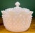 Mosser (Ohio) art glass lidded butter tub. Soft pink in color in the hobnail pattern.