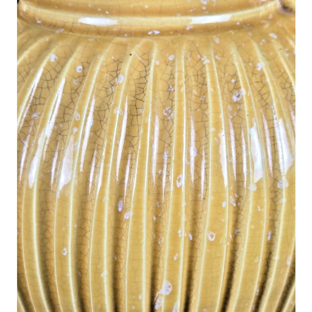 Wildwood Yellow Ribbed & Handled Pottery Urn Table Lamp For Sale - Image 9 of 14