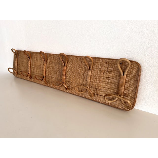 1970s Italian Riviera Coat Hanger Rack in Bamboo and Rattan from Vivai Del Sud, 1970s For Sale - Image 5 of 11
