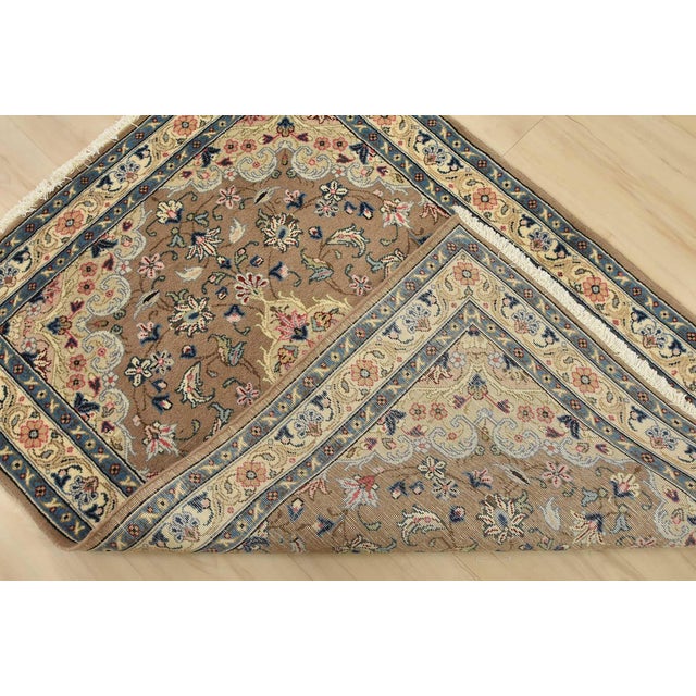 Kashan Rug 3’5” X 4’9” Brown Wool Vintage Traditional Hand-Knotted Carpet For Sale - Image 11 of 12