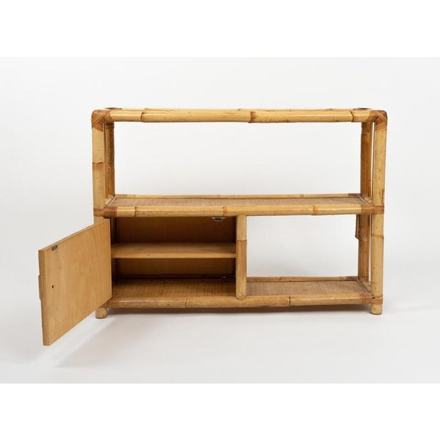 Wood Mid-Century Modern Cabinet Shelf in Rattan and Bamboo, Italy, 1970s For Sale - Image 7 of 14