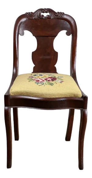 Antique American Empire Flame Mahogany Saber Leg Side Chair C. Mid 19th Century