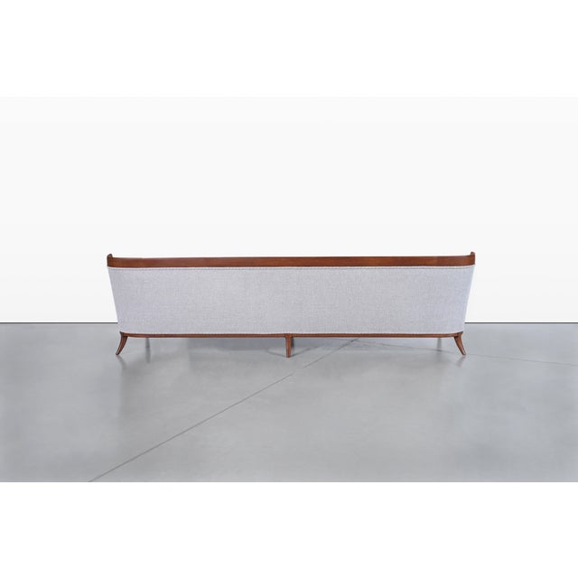 Mid-Century Modern Curved Walnut Sofa by Erwin Lambeth and Tomlinson, 1950s For Sale - Image 11 of 14