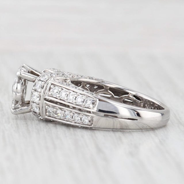 2010s 1.14ctw Diamond Cluster Engagement Ring 14k White Gold Size 7 Cathedral For Sale - Image 5 of 8