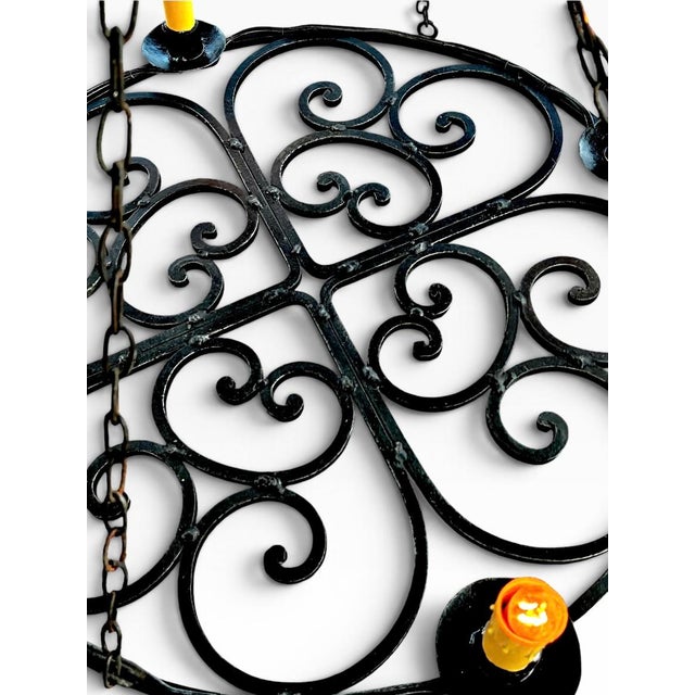 Antique Gothic Hand-Forged Wrought Iron Corona Four Light Chandelier For Sale - Image 9 of 12