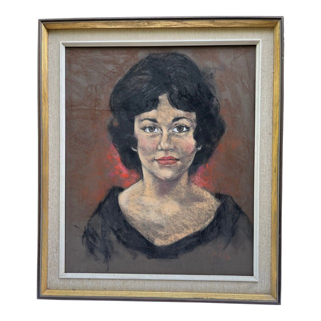 Vintage Original Female Portrait Painting For Sale