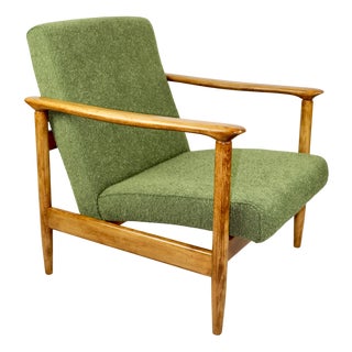 Light Green Boucle GFM-142 Armchair attributed to Edmund Homa, 1970s For Sale