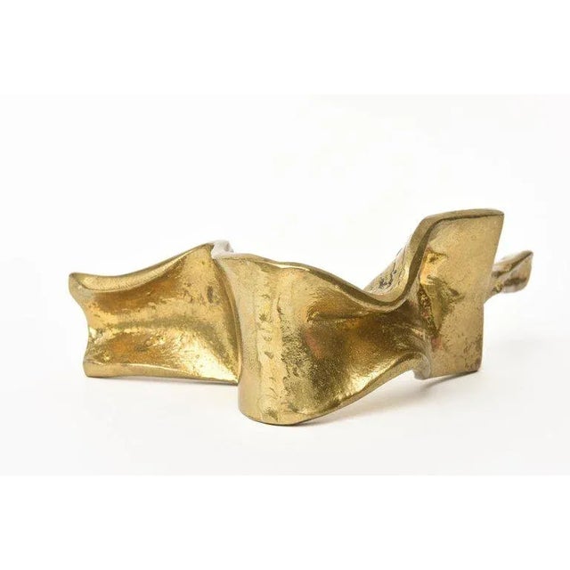 Vintage Signed Abstract Brass Sculpture of a Seated Woman For Sale - Image 9 of 11