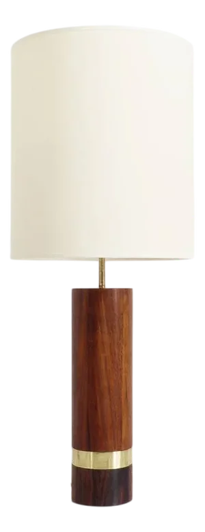 Scandinavian Lamp Base in Exotic Wood and Brass, 1970s