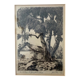 Mid 20th Century Etching “The Willows at Springhill Village” by Glenn Price For Sale