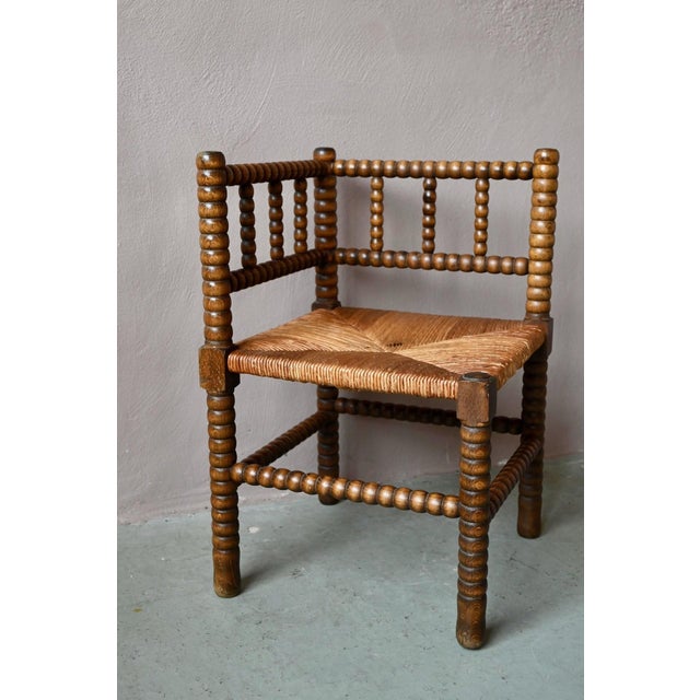 1950s Louis XIII Style Corner Chair in Turned Oak, 1950s For Sale - Image 5 of 12