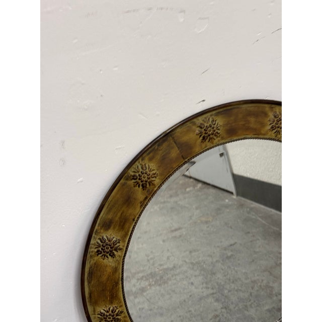 Metal Gilded Metal Floral Medallion Wall Mirror, 26.5 Inches For Sale - Image 7 of 12