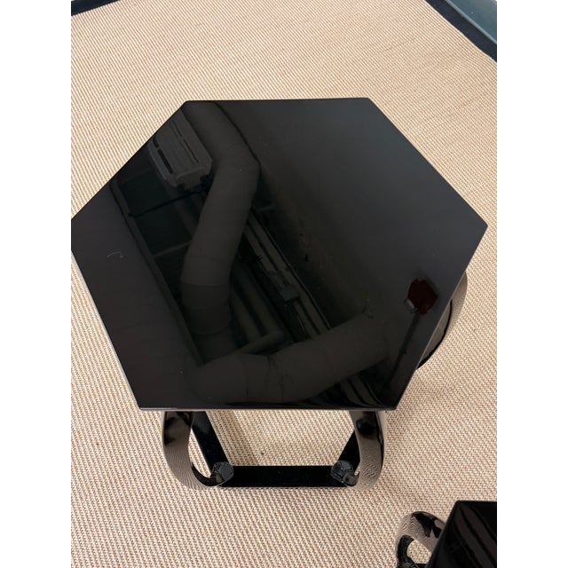 Mid-Century Modern Michael Taylor Black Lacquer Side Tables From Baker Furniture For Sale - Image 3 of 8