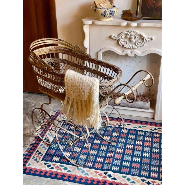 Blue Vintage Wool Kilim Rug with Geometric Comb Pattern, 1970s For Sale - Image 8 of 10