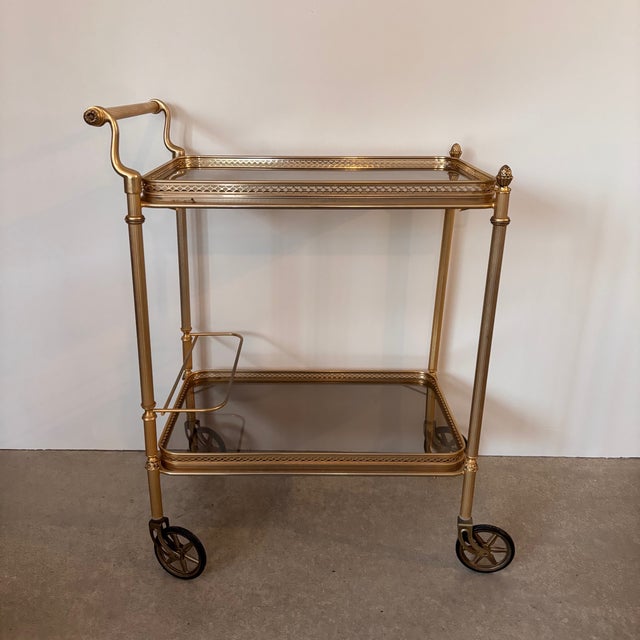 Serving Cart in Gilded Brass For Sale - Image 5 of 7
