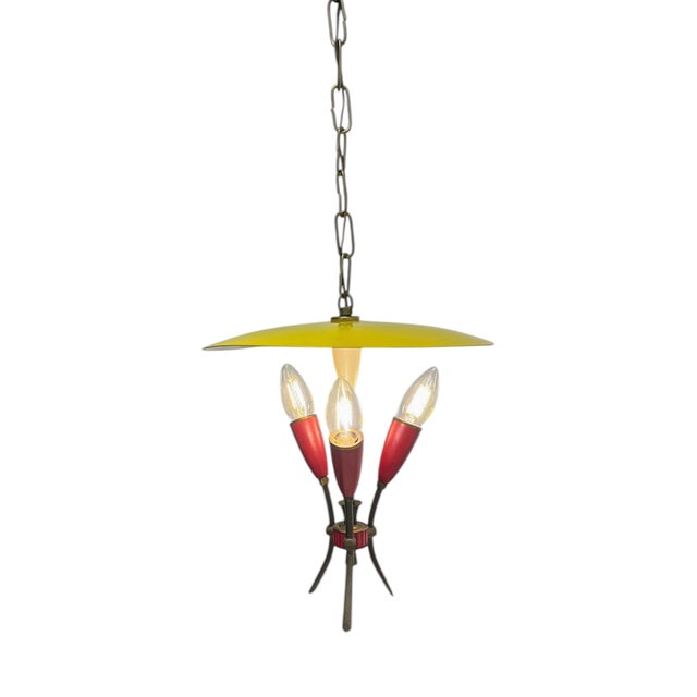 Sputnik 3-Arm Chandelier in the style of Stilnovo, 1950s For Sale