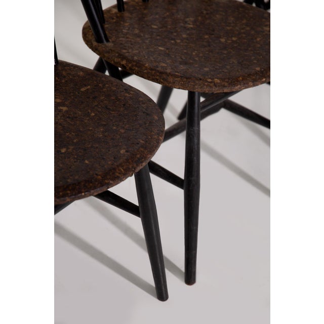 Wood and Cork Chairs, 1970, Set of 6 For Sale - Image 4 of 14